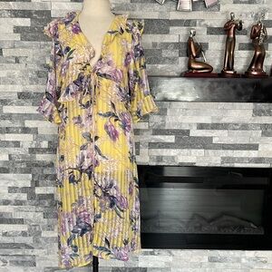 Melograno Rico Womens Lace Tie Front Long Kimono Size M Bell Sleeves